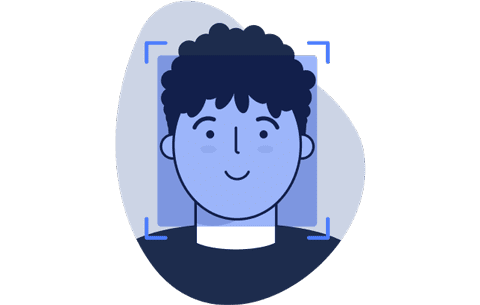 Dibujo de un usuario cuya cara es capturada por nuestra app de reconocimiento facial