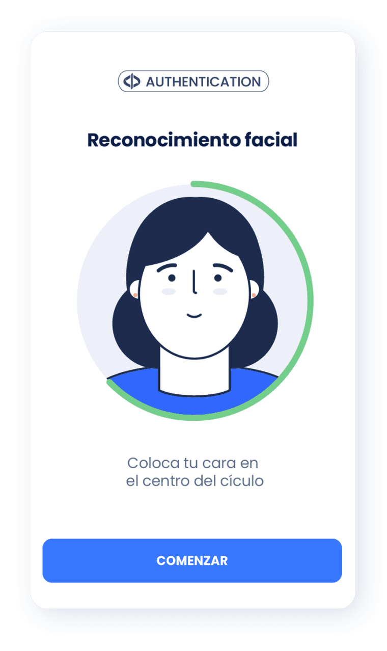 Dibujo que muestra el primer paso del proceso de reconocimiento facial biométrico