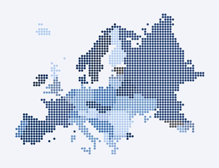 Mapa de Europa hecho con puntos azules
