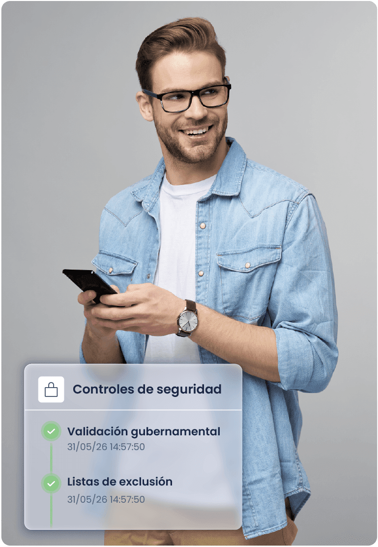 Usuario pasando controles de seguridad con su dispositivo
