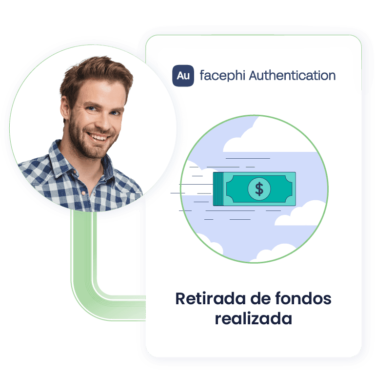 Usuario retirando fondos con nuestra app